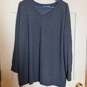 Zenana Outfitters Dark Gray V-Neck Sweater
